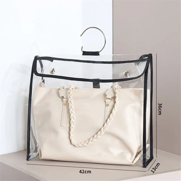 TB-0395 Large Women's Bag Clear Waterproof PVC Hand Bag Multi-use Storage Bag for Home, Size: XL - Transparent/Black Edge - 6
