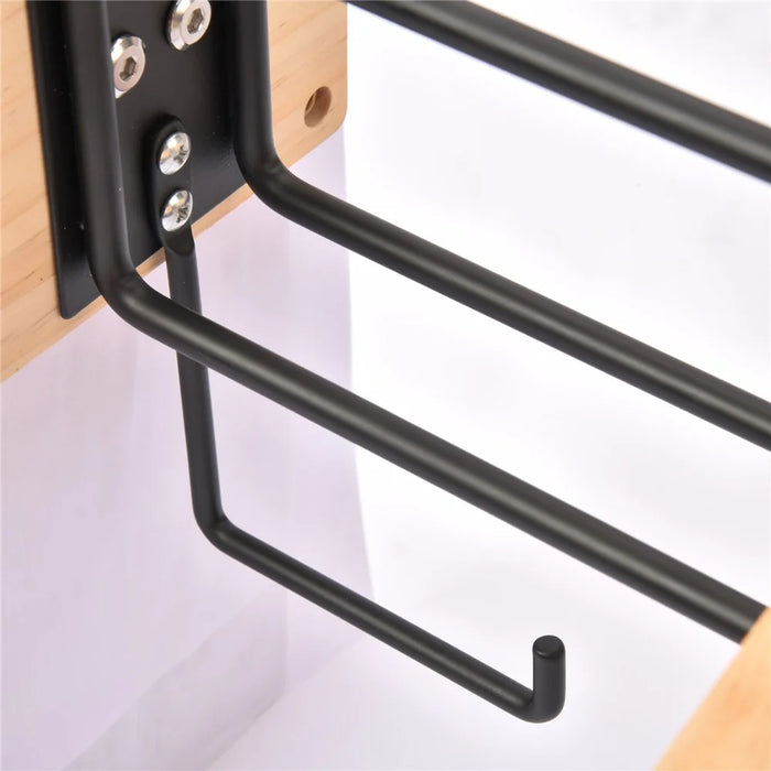 Tactical Equipment Wall Mount Storage Rack Wooden Helmet Holder Storage Organizer - Wood Color - 2