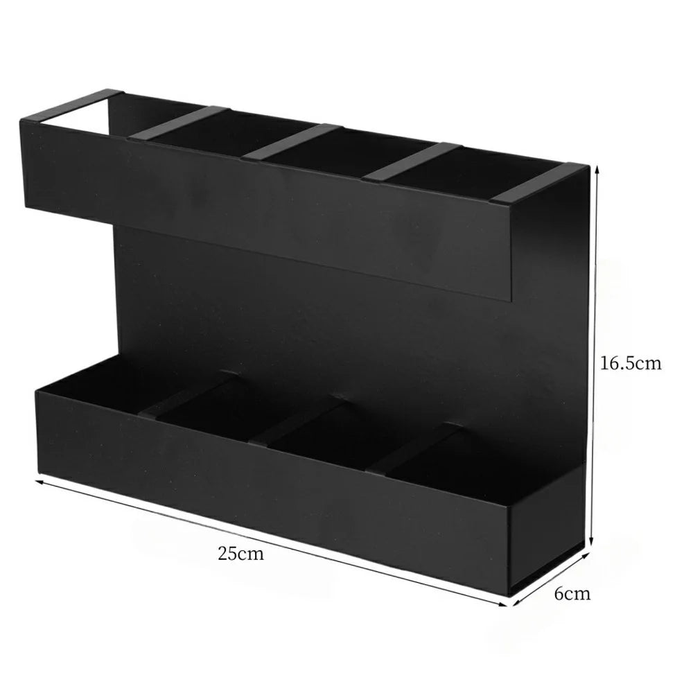 YH019-2 4 Slots Metal Straw Dispenser Organizer Rack Space Saving Kitchen Storage Shelf (With 12 Soft Magnetic Sheet) - 7