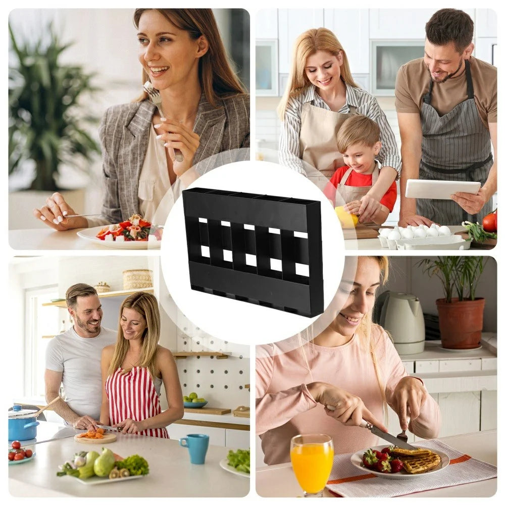 YH016-1 5 Slots Metal Straw Dispenser Organizer Rack Space Saving Kitchen Storage Shelf (With 12 Soft Magnetic Sheet) - 4
