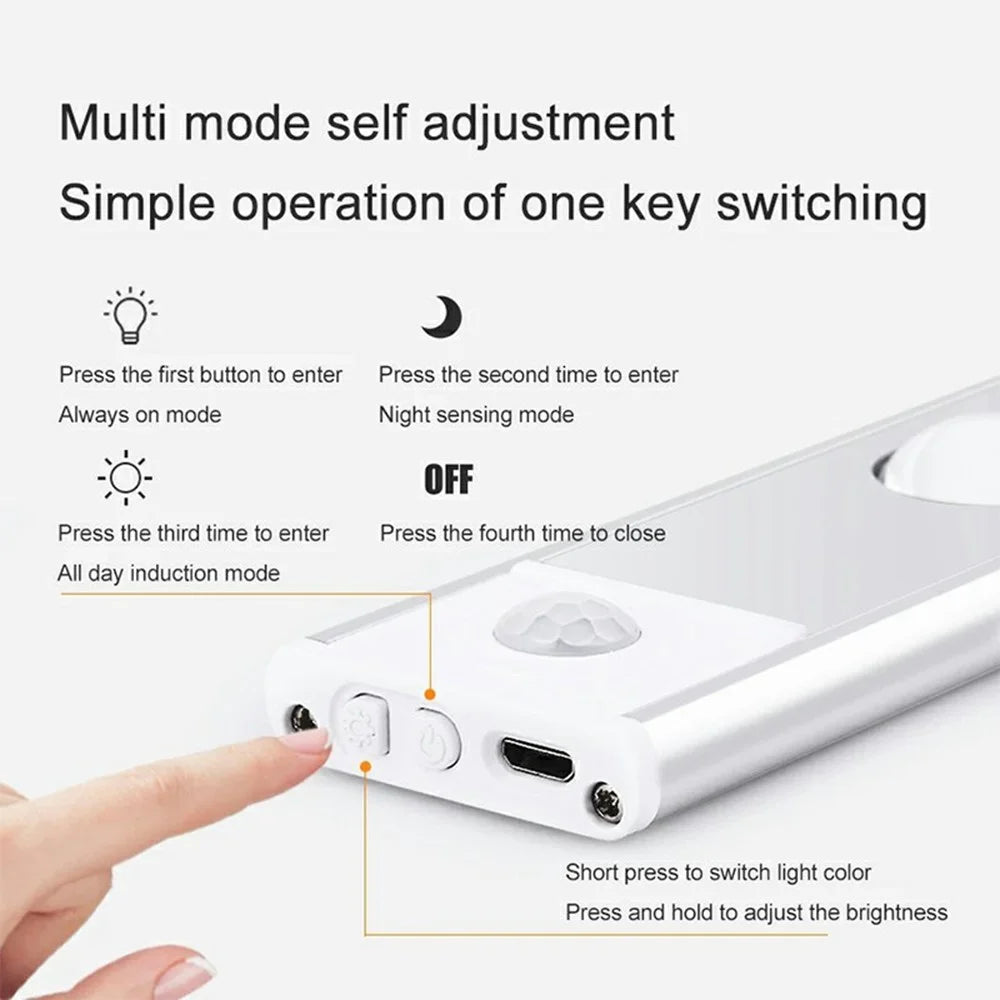 MZ-L1602 80cm Ultra Thin Motion Sensor Light Bar 3 Color Modes Dimmable Night Lamp for Wardrobe  /  Cabinet  /  Closet - Black - 3