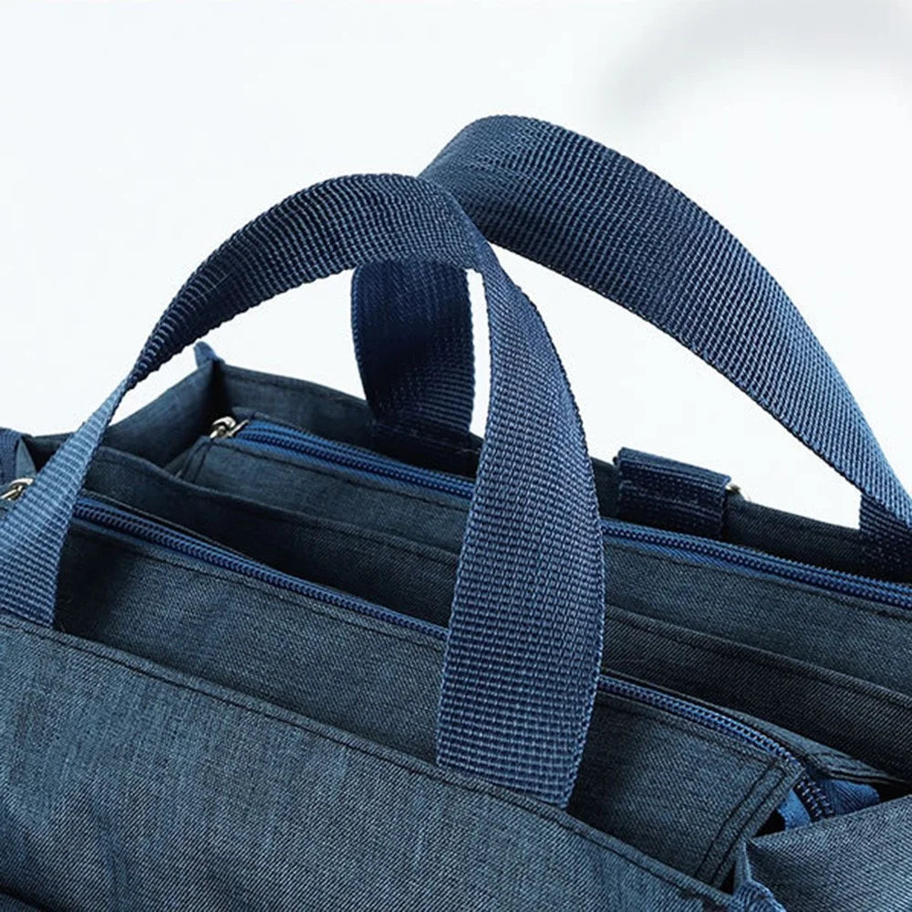 TB-0517 Multifunction Student School Bag Document Briefcase Handbag Backpack Shoulders Bag - Navy Blue - 3