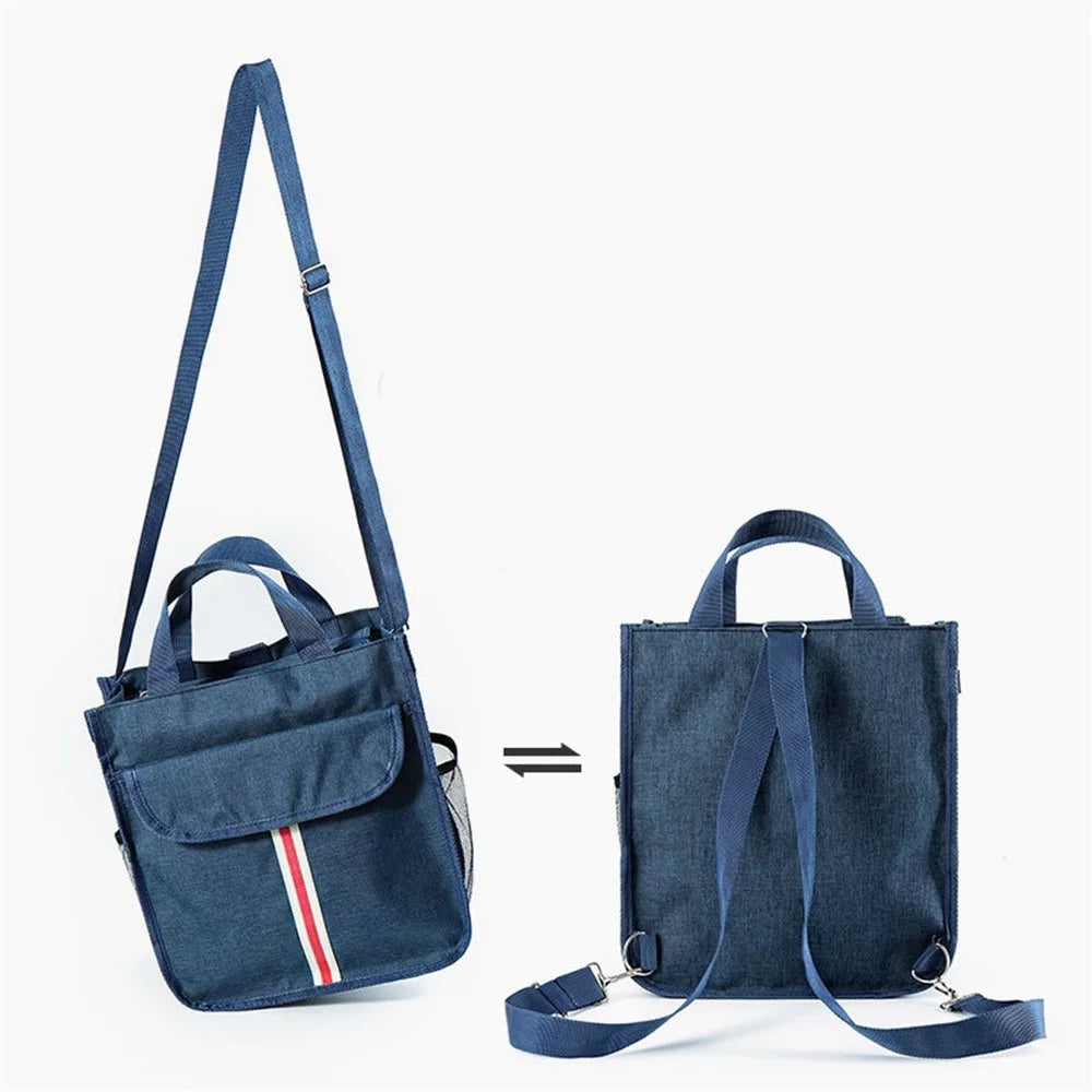 TB-0517 Multifunction Student School Bag Document Briefcase Handbag Backpack Shoulders Bag - Navy Blue - 7