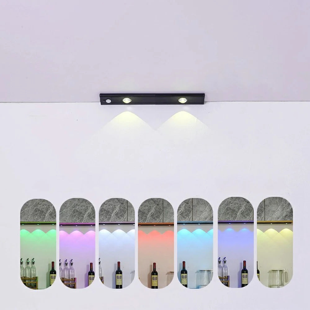 30cm RGB Motion Sensor Closet Light Bar Magnetic Rechargeable Under Cabinet Night Lamp - Black - 1