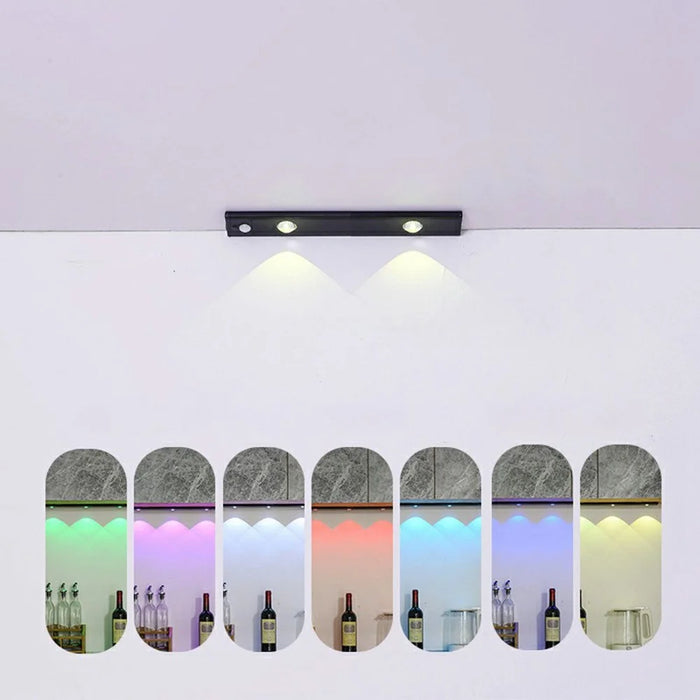 30cm RGB Motion Sensor Closet Light Bar Magnetic Rechargeable Under Cabinet Night Lamp - Black - 1