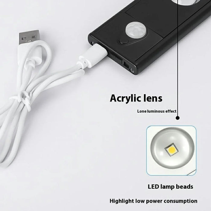 30cm RGB Motion Sensor Closet Light Bar Magnetic Rechargeable Under Cabinet Night Lamp - Black - 3