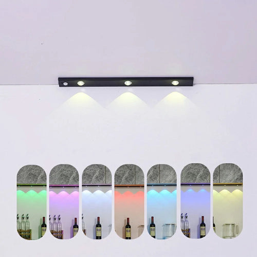 40cm RGB Motion Sensor Closet Light Bar Magnetic Rechargeable Under Cabinet Night Lamp - Black - 1