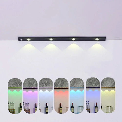 60cm RGB Motion Sensor Closet Light Bar Magnetic Rechargeable Under Cabinet Night Lamp - Black - 1