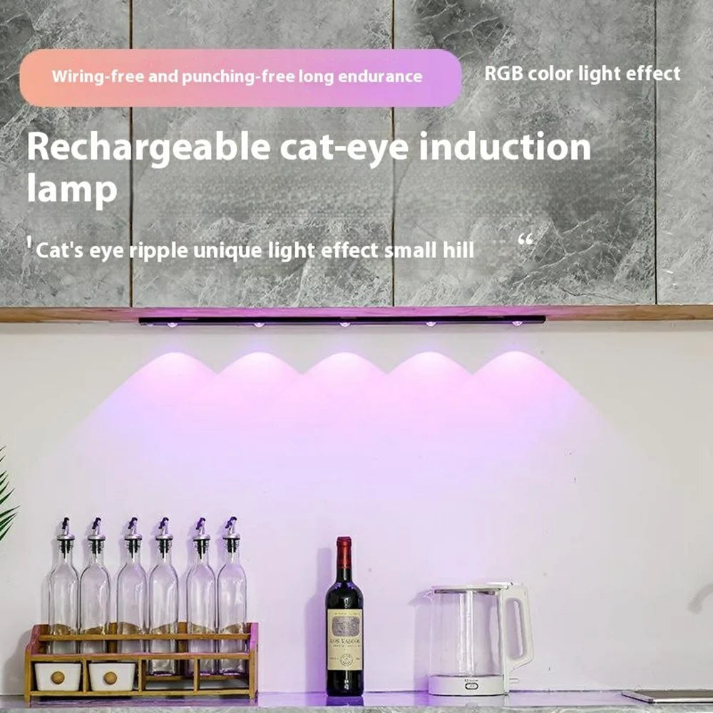 80cm RGB Motion Sensor Closet Light Bar Magnetic Rechargeable Under Cabinet Night Lamp - Black - 3