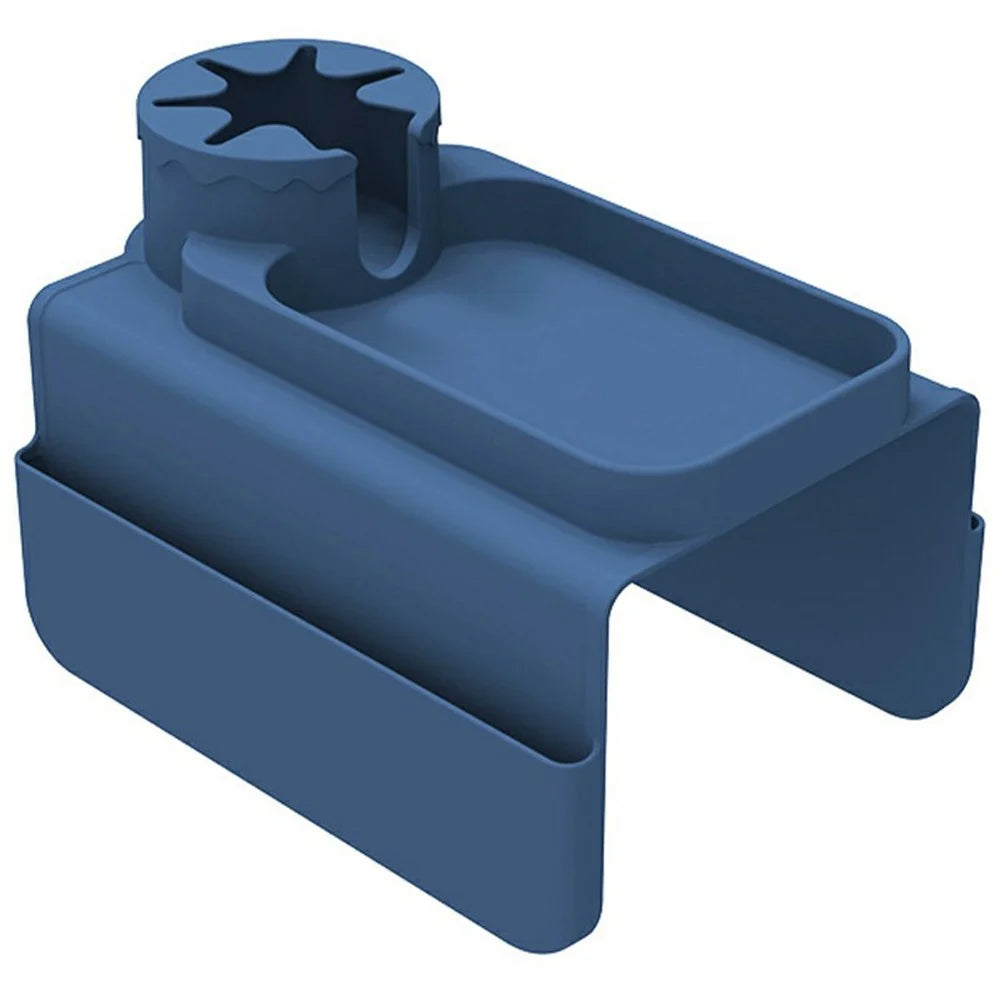 Silicone Sofa Cup Holder Armrest Tray Multifunction Couch Drink Rack with Side Pockets - Dark Blue - 1