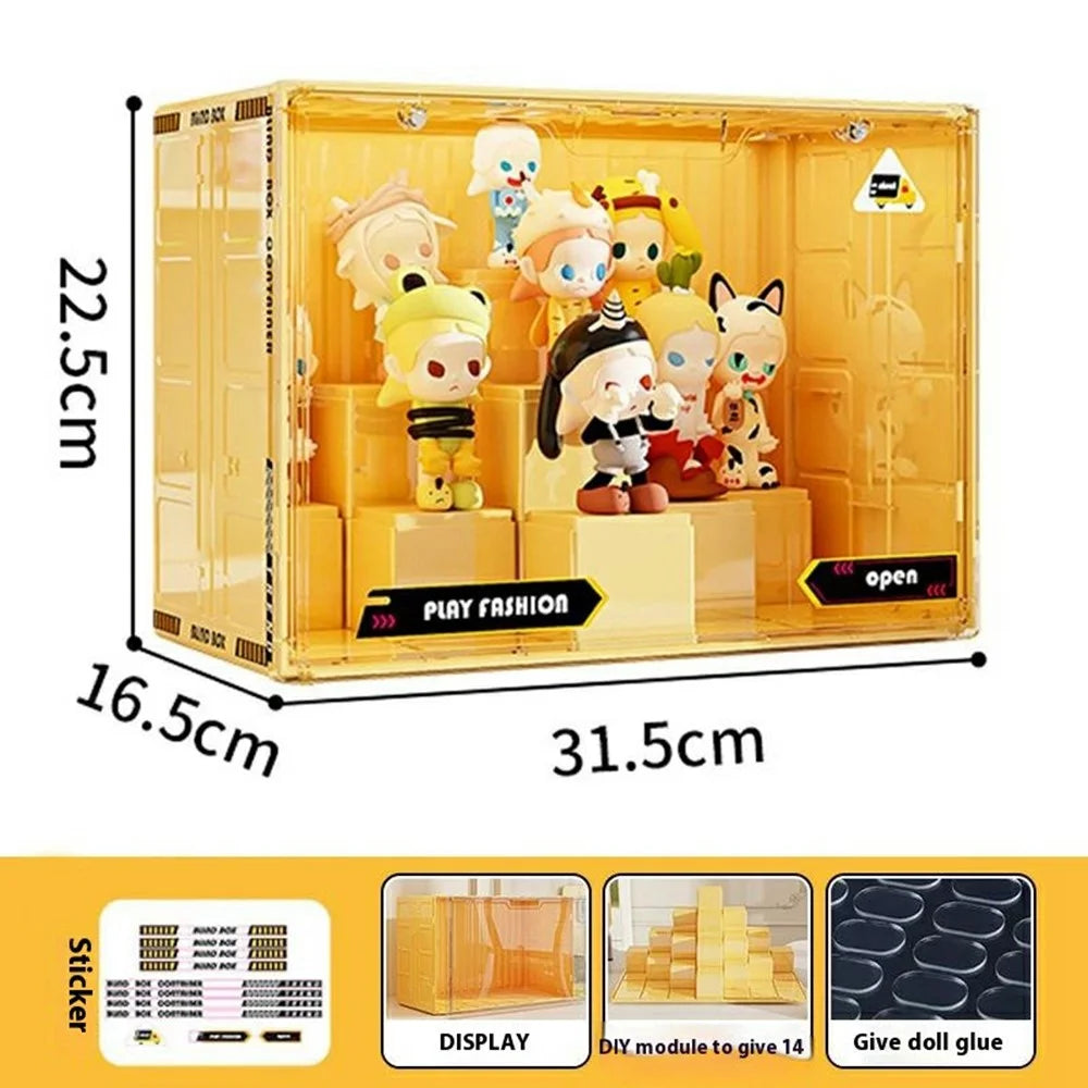 Size L DIY Modular Display Rack Plastic Storage Box for Blind Box Figures with Magnetic Door - Black - 5