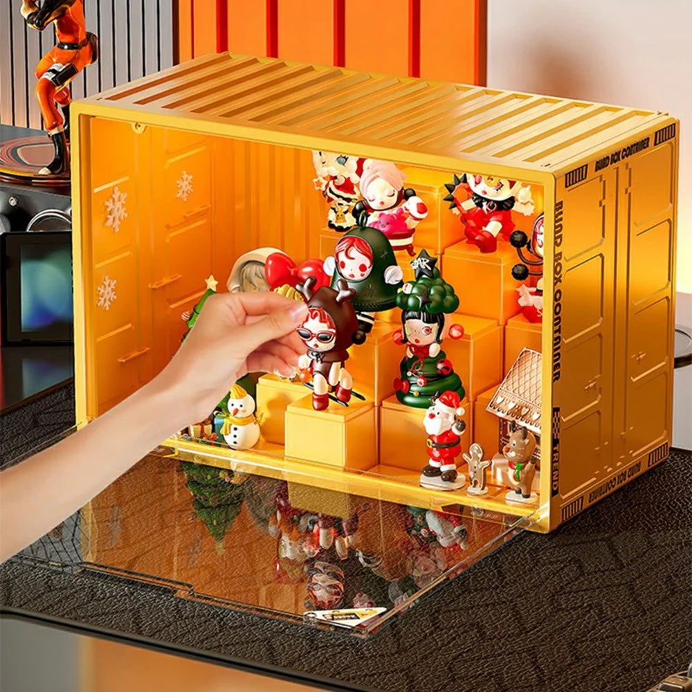 Size XL DIY Modular Display Rack Plastic Storage Box for Blind Box Figures with Magnetic Door - Black - 3