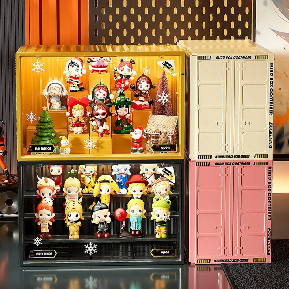 Size XL DIY Modular Display Rack Plastic Storage Box for Blind Box Figures with Magnetic Door - Black - 4