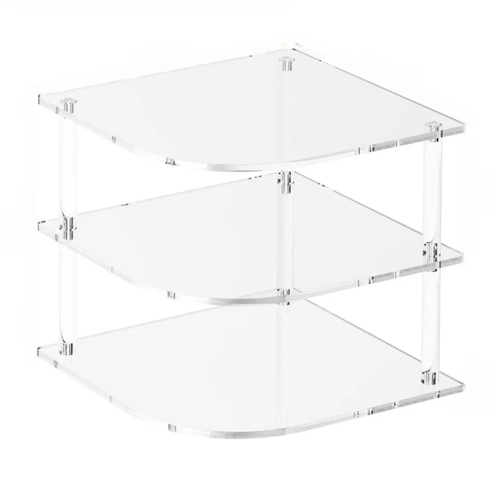 YX165 3 Tier Space Saving Acrylic Corner Organizer Kitchen Bathroom Countertop Storage Shelf - 1