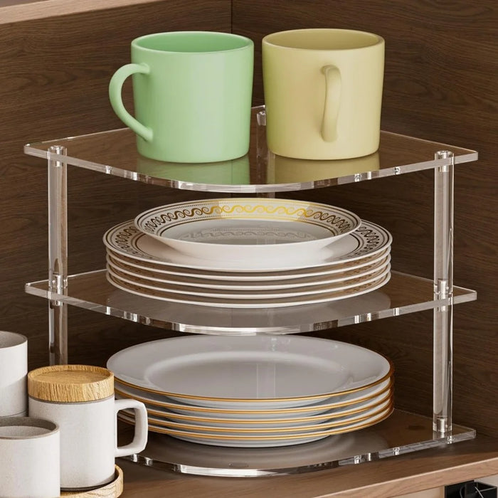 YX165 3 Tier Space Saving Acrylic Corner Organizer Kitchen Bathroom Countertop Storage Shelf - 5