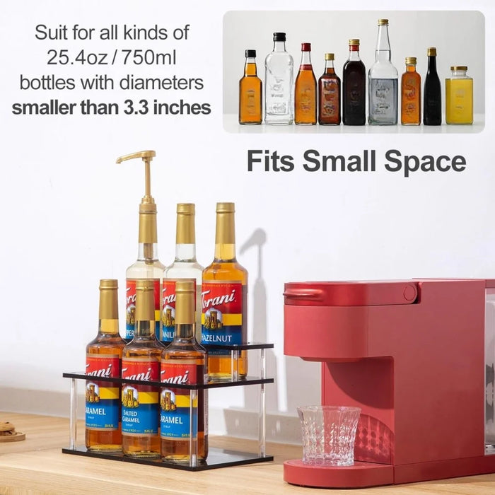 YX164 Acrylic 2 Tier Coffee Syrup Bottle Organizer Kitchen Countertop Spice Wine Storage Rack - 4