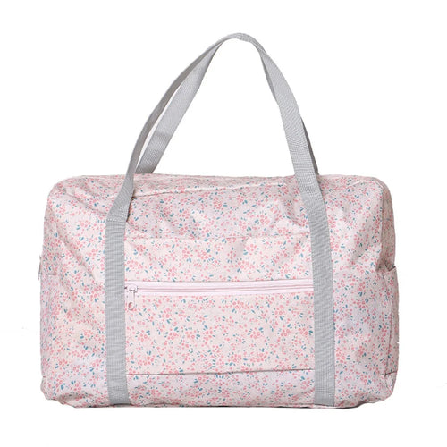 Large Travel Duffle Bag Nylon Waterproof Weekender Bag Storage Bag Handbag - Pink / Flower - 1