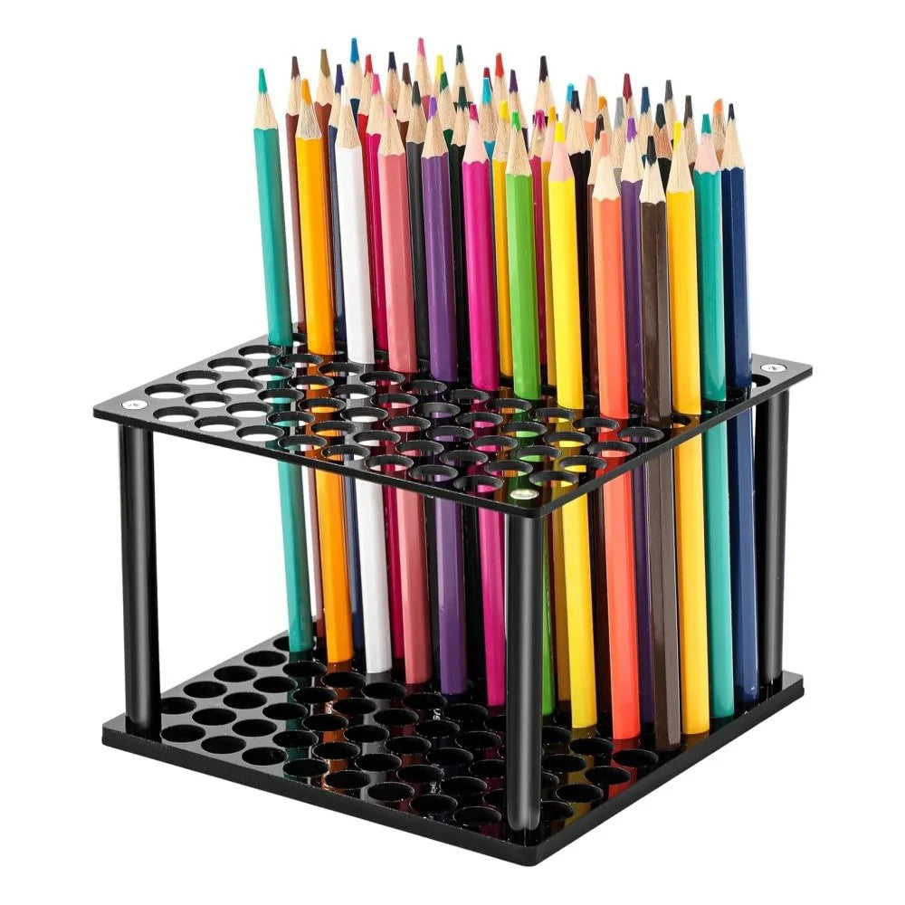 YX163 96 Holes Acrylic Paint Brush Holder Storage Rack Pencils Calligraphy Brushes Organizer Stand - Black - 2