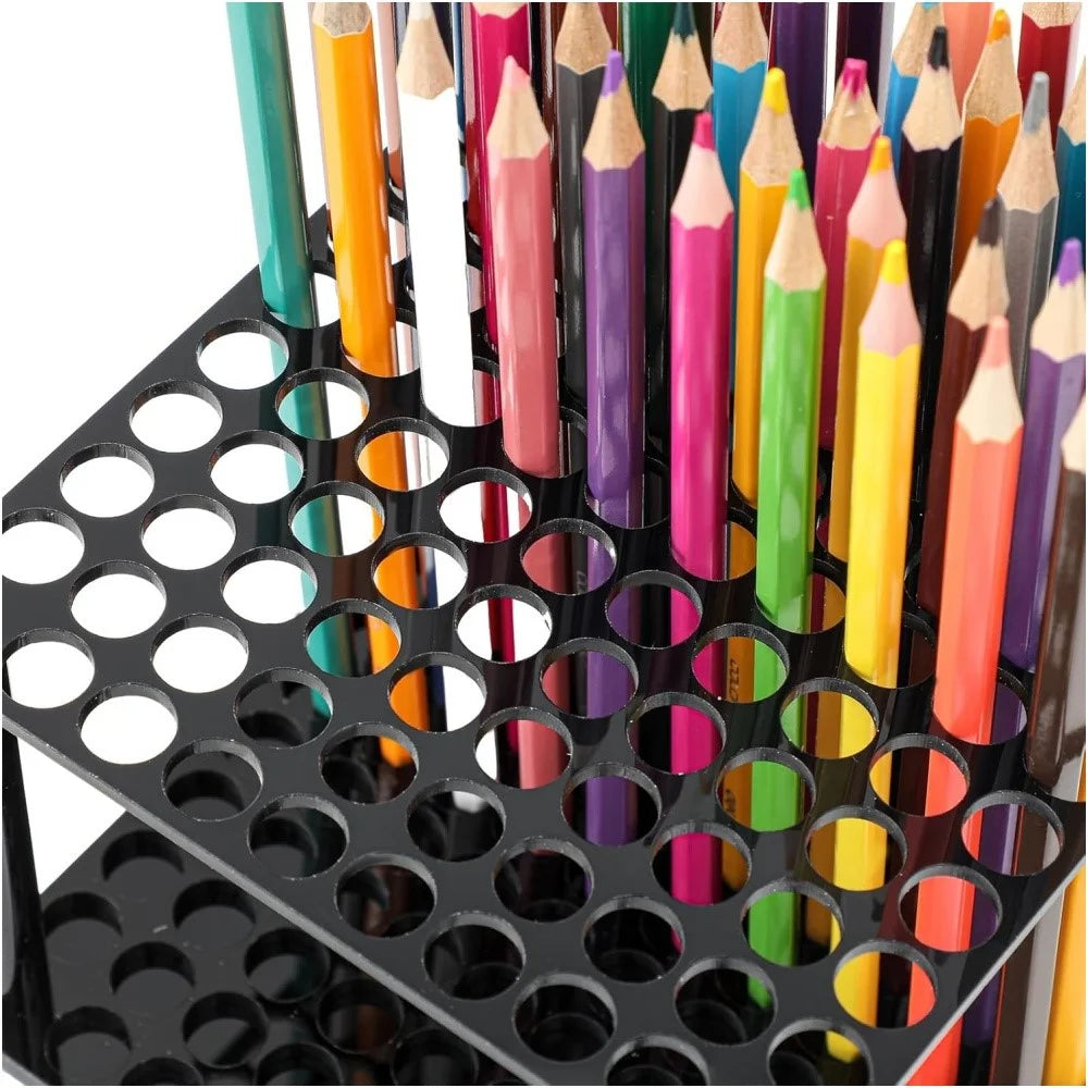 YX163 96 Holes Acrylic Paint Brush Holder Storage Rack Pencils Calligraphy Brushes Organizer Stand - Black - 3