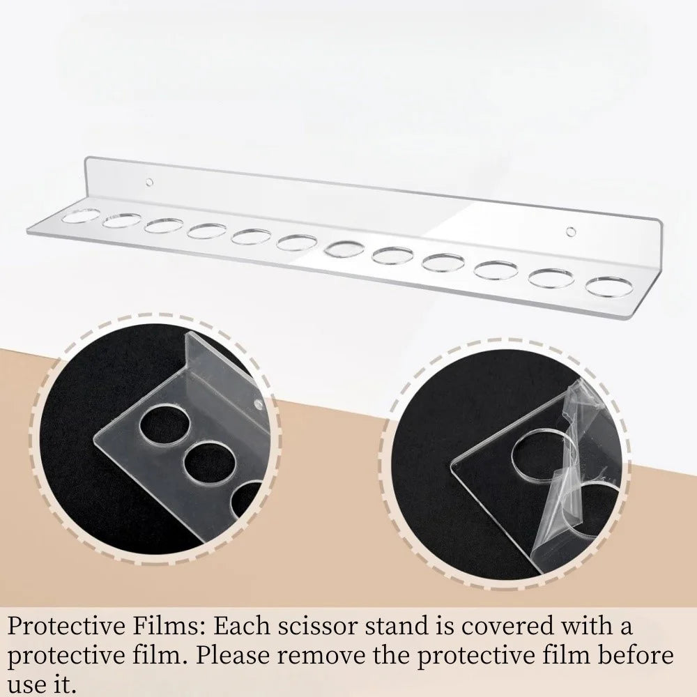 YX162-1 12 Holes Acrylic Scissor Wall Holder Barber Hairdressing Tools Organizer Storage Rack - 2