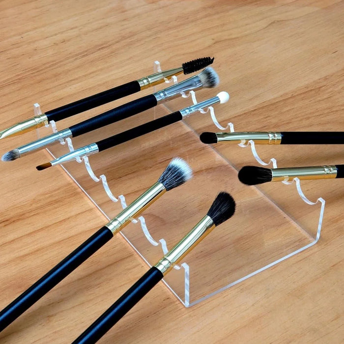 YX159-2 2Pcs Clear Acrylic Makeup Brush Holder Desktop Organizer Single / Double Ended Brushes Display Storage Stand - 2