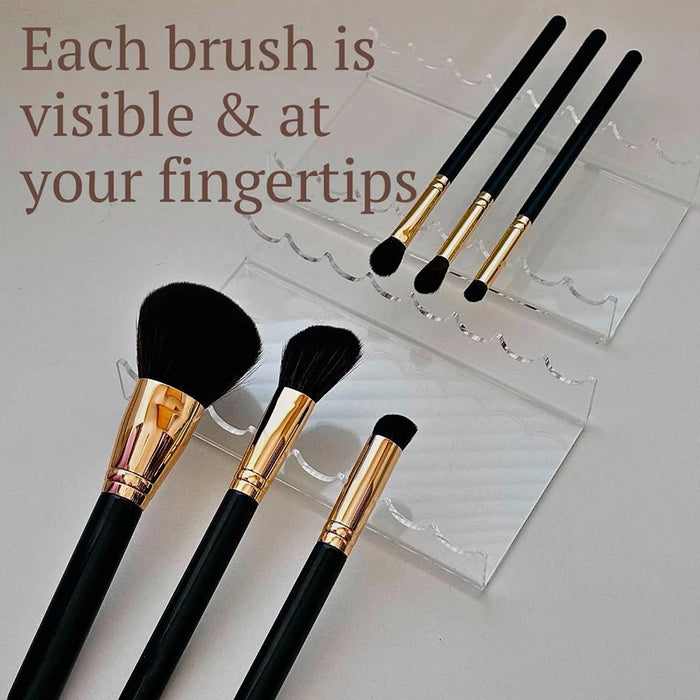 YX159-2 2Pcs Clear Acrylic Makeup Brush Holder Desktop Organizer Single / Double Ended Brushes Display Storage Stand - 4