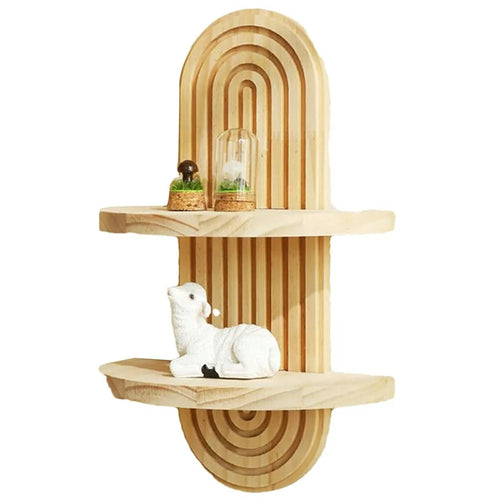 Bohemian Spiral Oval Design Wall Organizer Shelf Dual Layer Display Rack for Plants Books, Style A - 1