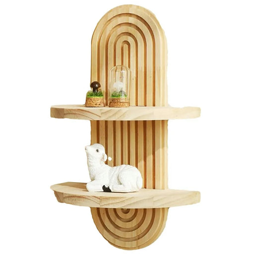 Bohemian Spiral Oval Design Wall Organizer Shelf Dual Layer Display Rack for Plants Books, Style A - 1
