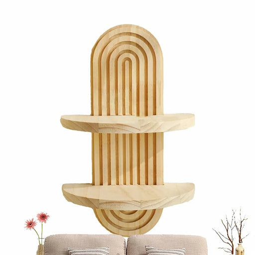 Bohemian Spiral Oval Design Wall Organizer Shelf Dual Layer Display Rack for Plants Books, Style A - 2