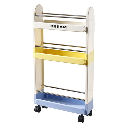 3-Tier Rolling Storage Cart Narrow Space Organizer for Kitchen Bathroom Snack Drink Storage - Colorful - 1