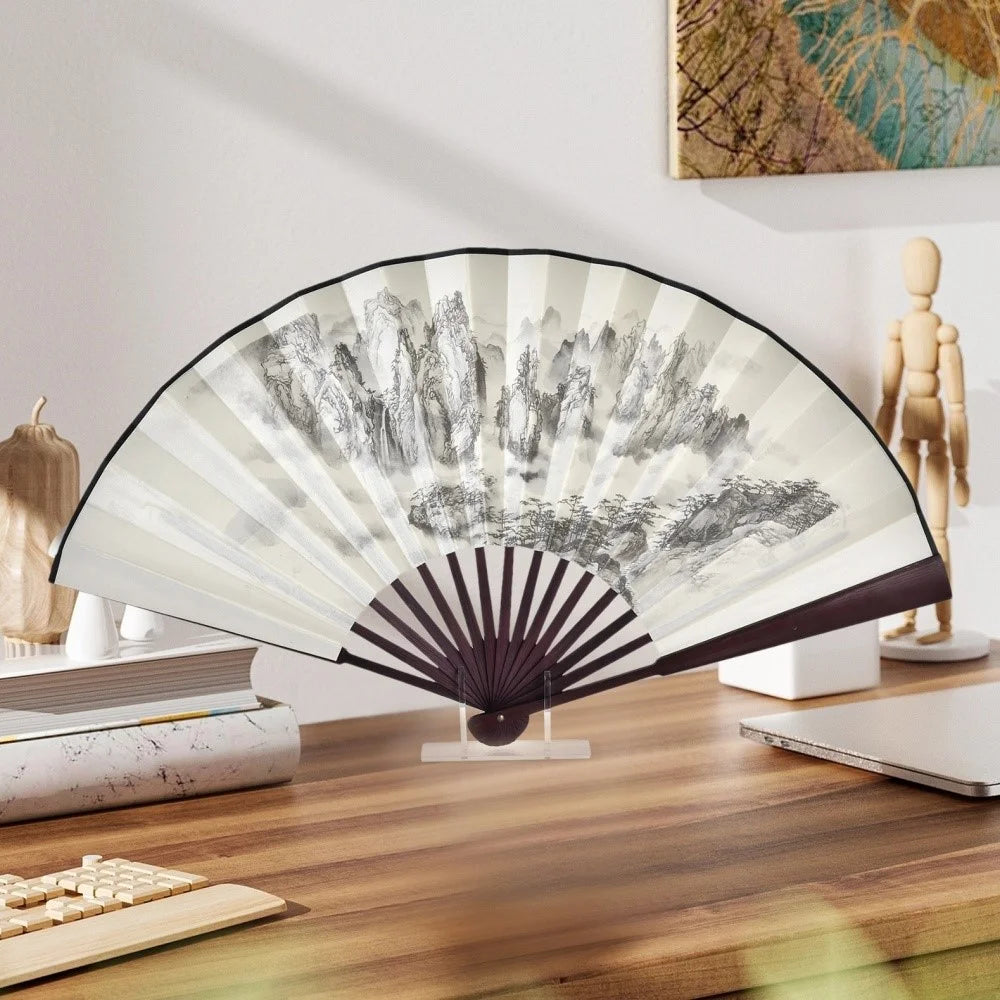 168-2 2Pcs Folding Fan Transparent Acrylic Display Stand Desktop Holder Storage Rack - 4
