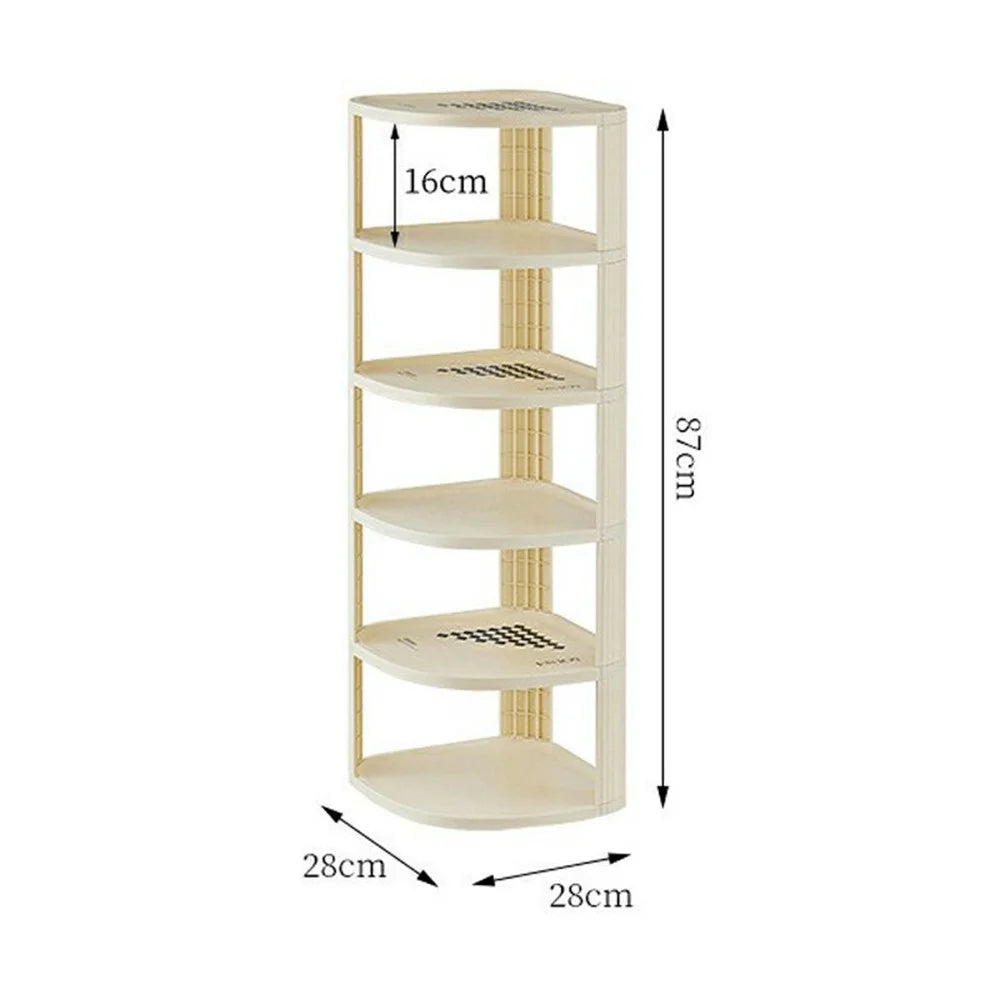 6 Tier Shoe Rack Home Entryway Corner Space Saving Narrow Shoe Organizer PP Storage Shelf - 6