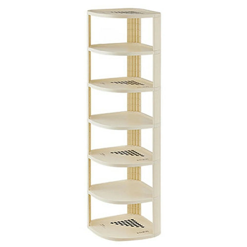 7 Tier Shoe Rack Home Entryway Corner Space Saving Narrow Shoe Organizer PP Storage Shelf - 1