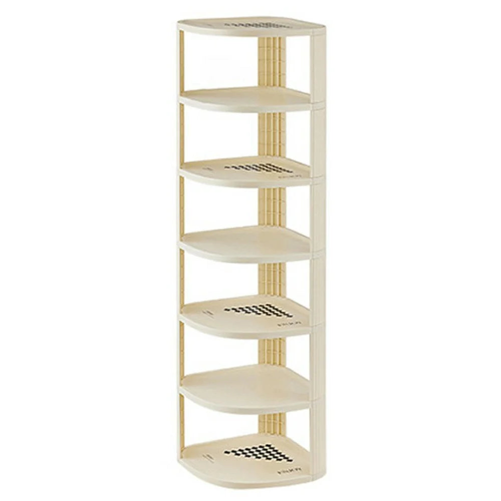 7 Tier Shoe Rack Home Entryway Corner Space Saving Narrow Shoe Organizer PP Storage Shelf - 1