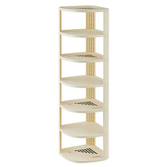 7 Tier Shoe Rack Home Entryway Corner Space Saving Narrow Shoe Organizer PP Storage Shelf - 1