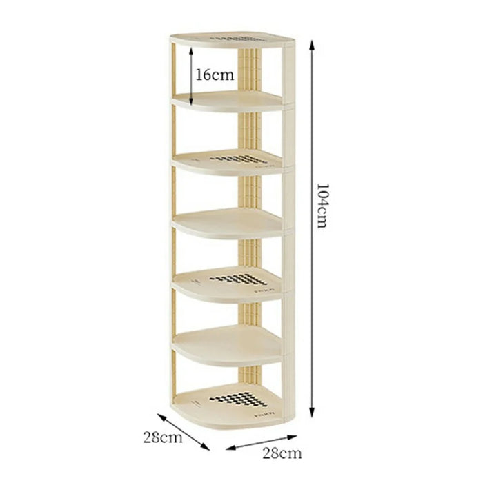 7 Tier Shoe Rack Home Entryway Corner Space Saving Narrow Shoe Organizer PP Storage Shelf - 5