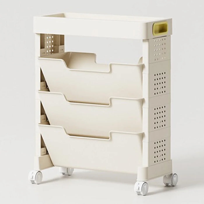 3-Tier Movable Classroom Desk Side Book Storage Rack PP Stationery Organizer without Drawer - 1