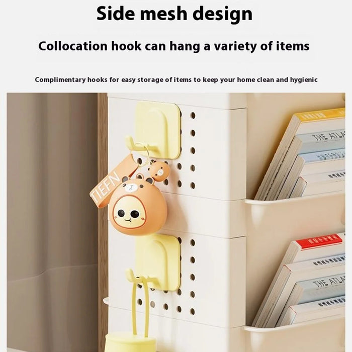 3-Tier Classroom Desk Side Book Storage Rack PP Stationery Organizer with Drawer - 2
