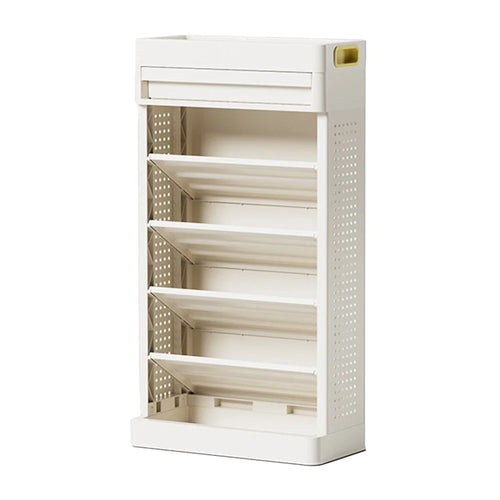5-Tier Books Storage Rack Multi-Function Organizer Desk Side PP Bookshelf with Drawer - 1