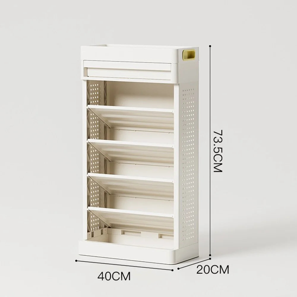 5-Tier Books Storage Rack Multi-Function Organizer Desk Side PP Bookshelf with Drawer - 5