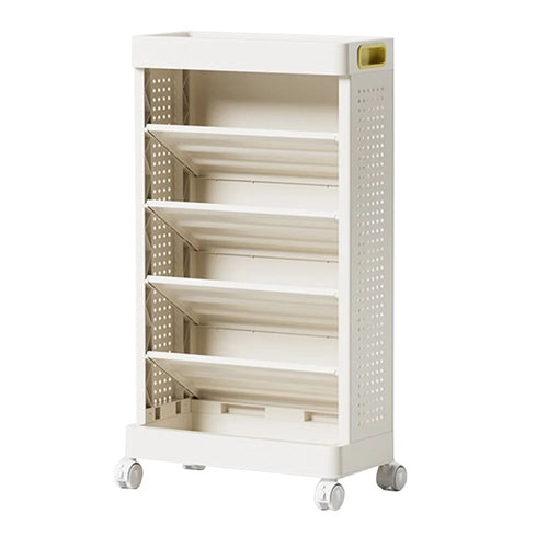 5-Tier Movable Books Storage Rack Multi-Function Organizer Desk Side PP Bookshelf without Drawer - 1