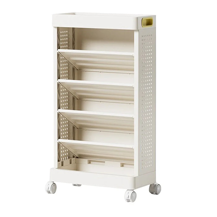 5-Tier Movable Books Storage Rack Multi-Function Organizer Desk Side PP Bookshelf without Drawer - 1