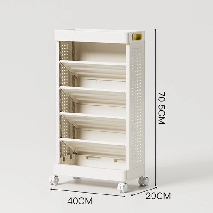 5-Tier Movable Books Storage Rack Multi-Function Organizer Desk Side PP Bookshelf without Drawer - 3