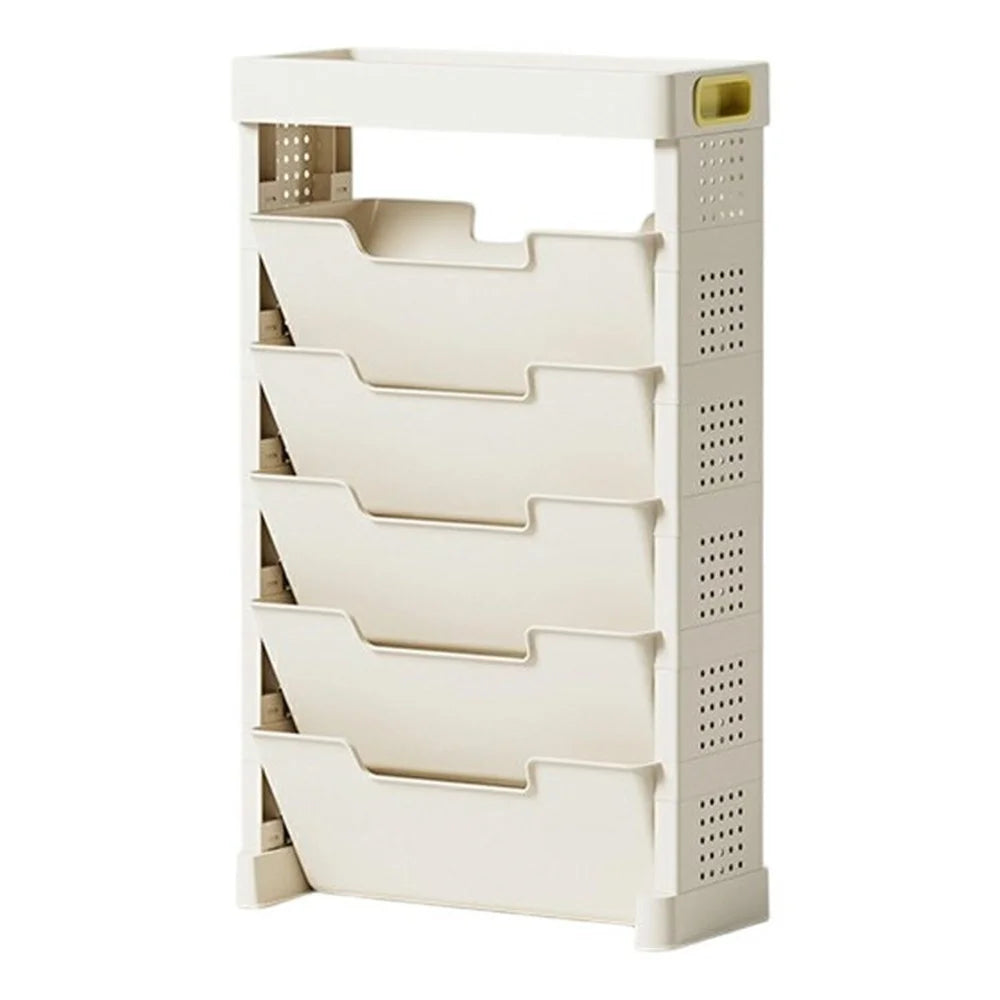 5-Tier Classroom Desk Side Book Storage Rack PP Stationery Organizer without Drawer and Wheels - 1