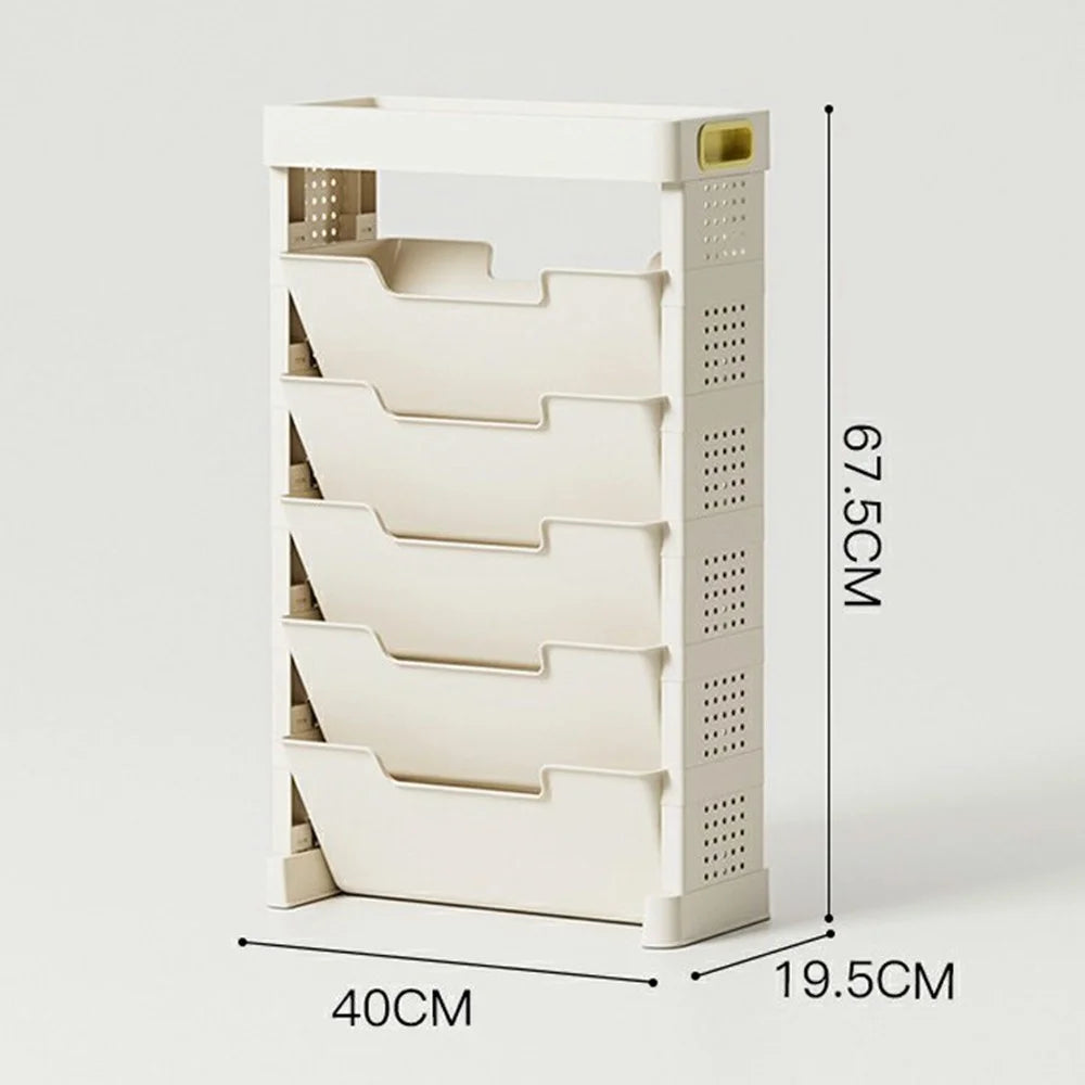 5-Tier Classroom Desk Side Book Storage Rack PP Stationery Organizer without Drawer and Wheels - 4