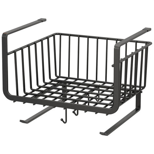 Kitchen Under Cabinet Storage Rack Carbon Steel Paper Towel Hanging Basket with Hooks - Black - 1
