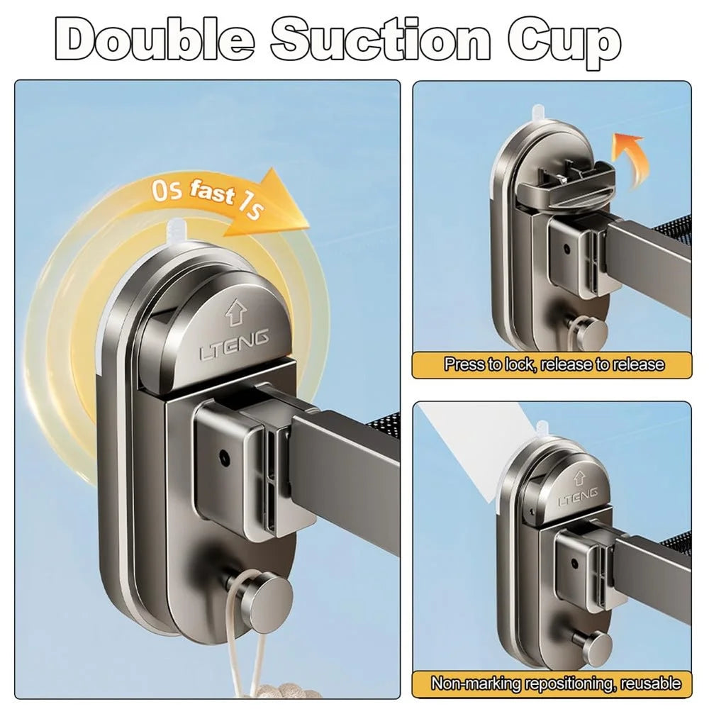 40cm Suction Cup Foldable Drying Net Carbon Steel Indoor Balcony Clothes Socks Drying Rack - 2