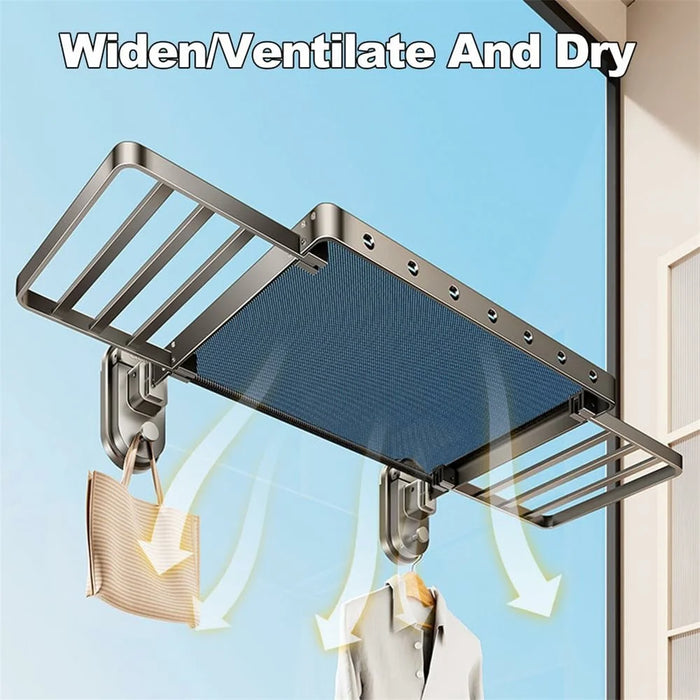 75cm Suction Cup Foldable Drying Net Carbon Steel Indoor Balcony Clothes Socks Drying Rack - 5