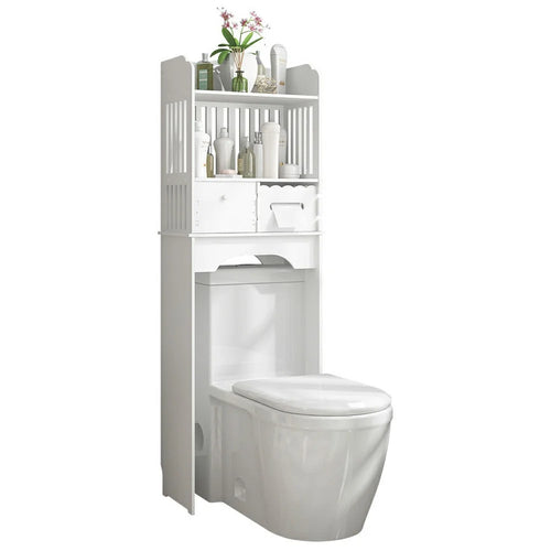 ZW0074DG-A09 Bathroom Over Toilet Storage Rack Wooden Toiletries Cleaning Supplies Organizer Cabinet - 1