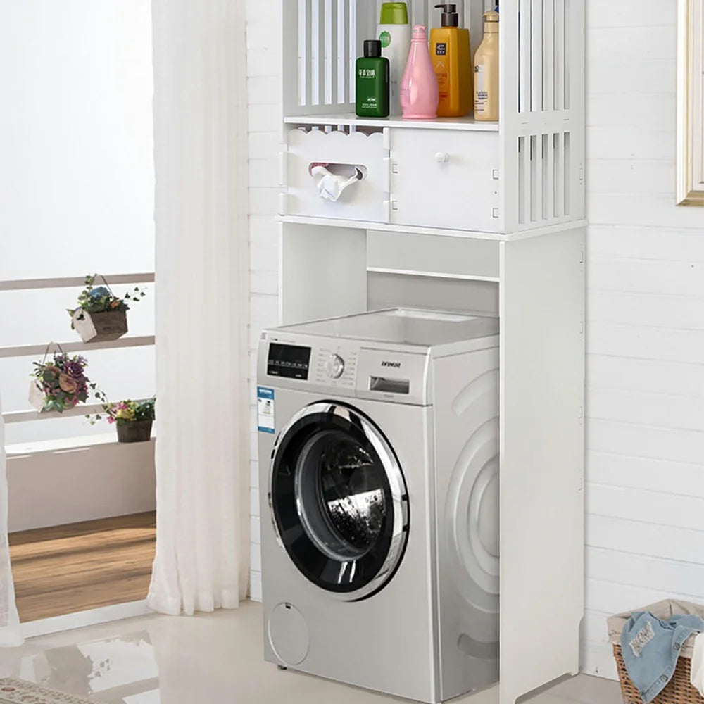 ZW0074DG-A09 Bathroom Over Toilet Storage Rack Wooden Toiletries Cleaning Supplies Organizer Cabinet - 3